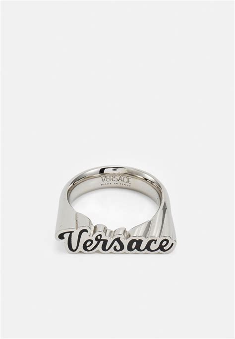 versace anella metallo unisex ring silver|Versace enamel ring.